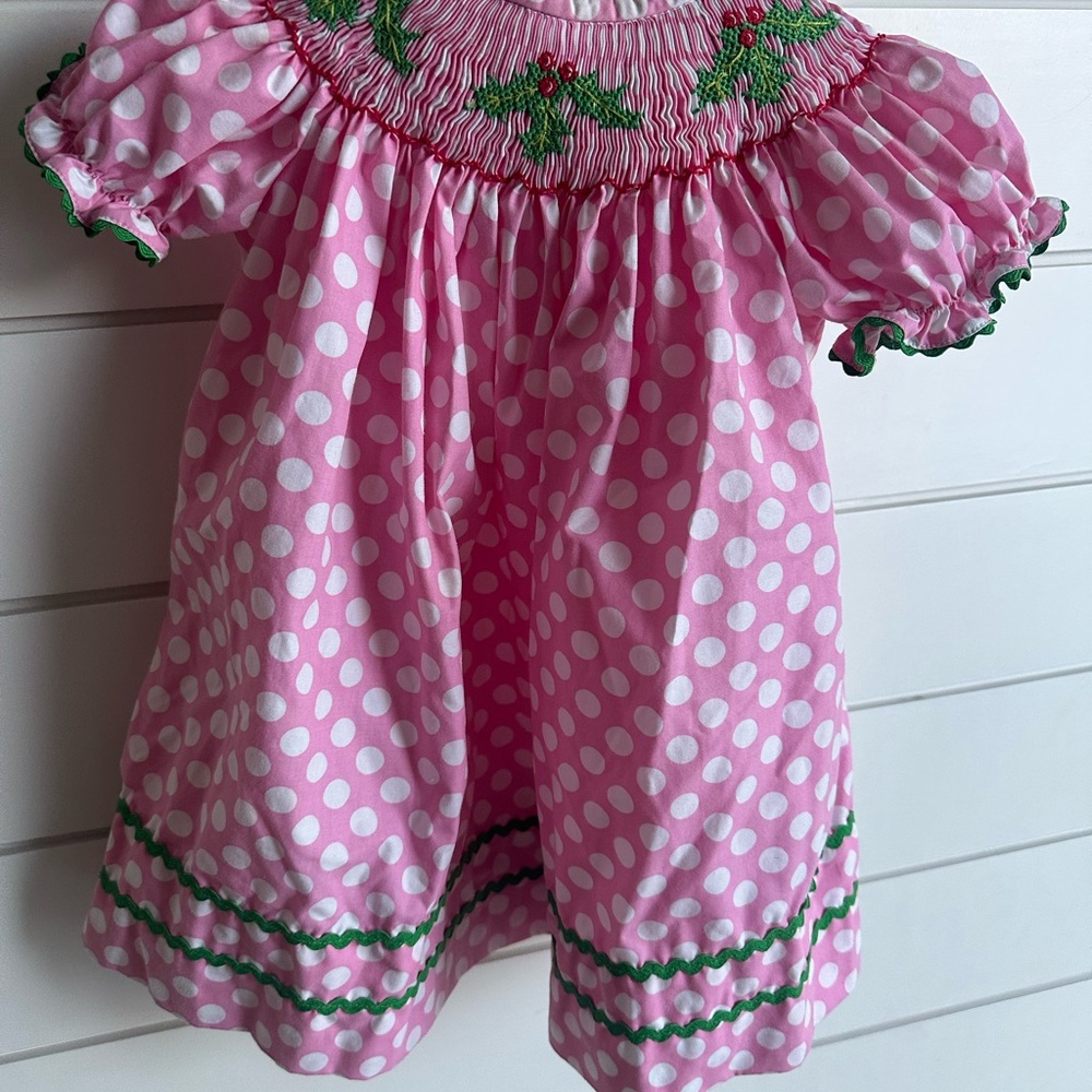 Christmas Classic Whimsy Pink Polka Dot Dress